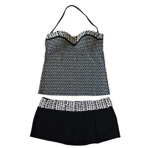 NEW - BLEU ROD BEATTIE All in the Mix Hipster Bikini Black, Ivory & Gold -Size 8